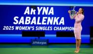 Sabalenka poses with her trophy at the 2025 US Open (2)- Source: Getty